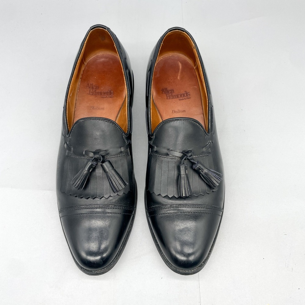 Allen Edmonds Mens 10.5 D Dalton Tassel Kiltie Loafer Black Leather Dress Shoes